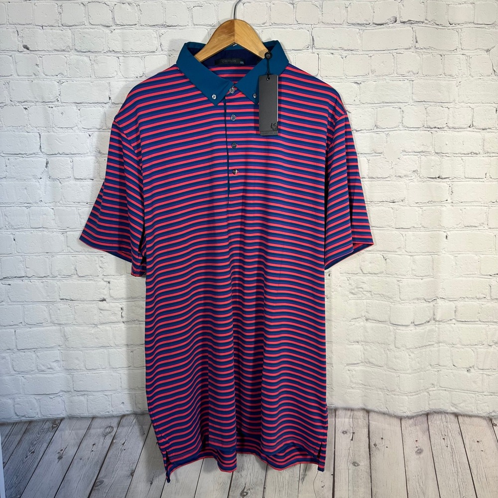 Greyson Clothiers Mens Sea Turtle Striped Golf Polo Shirt XXL Performance  NWT